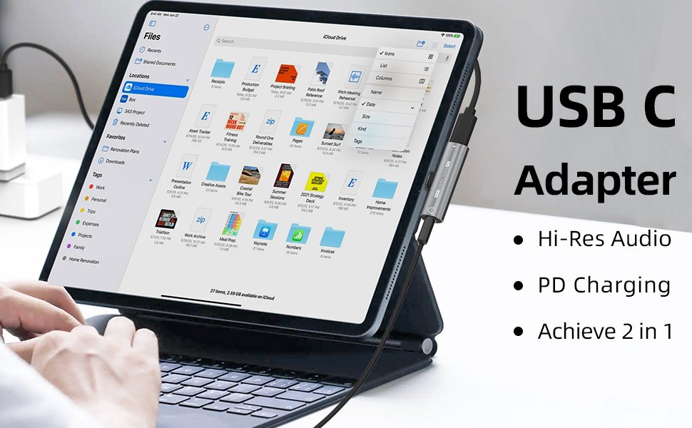 USB C Headphone Adapter, 2 in 1 USB C to 3.5mm Headphone Jack HiFi DAC with 27W Fast Charging Dongle Adapter Compatible for iPhone 15 15Pro 15promax,Samsung Galaxy S23 S22 S21 S20+ Note 20 Pixel 6/5 10 USB C Headphone Adapter, 2 in 1 USB C to 3.5mm Headphone Jack HiFi DAC with 27W Fast Charging Dongle Adapter Compatible for iPhone 15 15Pro 15promax,Samsung Galaxy S23 S22 S21 S20+ Note 20 Pixel 6/5-