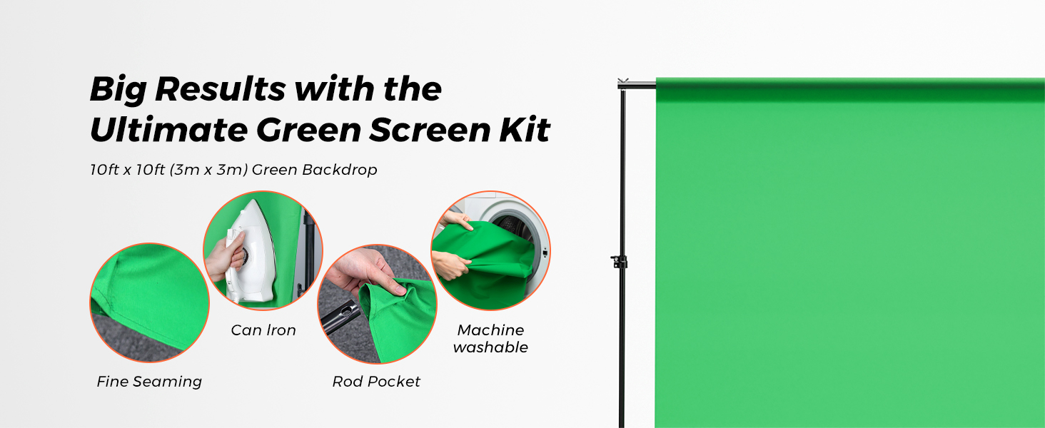 VK40 Professional Photography Lighting Kit with 9.8x9.8ft Green Backdrop with Stand, 24" Softbox Kit, 19" Pannel Light with Remote Control, Studio Equipment for Video Shoot/Photography 8 VK40 Professional Photography Lighting Kit with 9.8x9.8ft Green Backdrop with Stand, 24" Softbox Kit, 19" Pannel Light with Remote Control, Studio Equipment for Video Shoot/Photography-