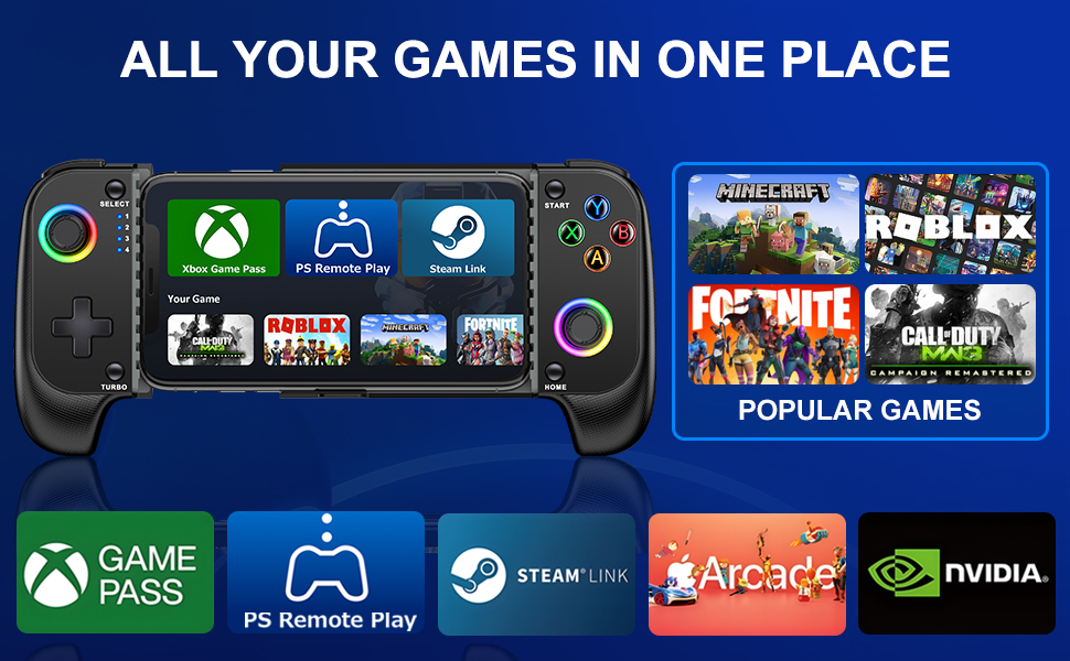 AXYBCOOL Mobile Game Controller for iphone/Android, Wireless Phone Controller with Phone Case Support, Gaming Controller Support Xbox Game Pass, PlayStation, Steam Link,Minecraft 11 AXYBCOOL Mobile Game Controller for iphone/Android, Wireless Phone Controller with Phone Case Support, Gaming Controller Support Xbox Game Pass, PlayStation, Steam Link,Minecraft-