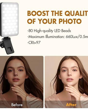 Selfie Light for iPhone,Portable Phone Clip on Light,Rechargeable LED Ring Light for Phone,Video Recording,Camera,Laptop,TikTok,Tablet,Vlog,Computer,5 Lighting Modes,80 LED High Power 8 Selfie Light for iPhone,Portable Phone Clip on Light,Rechargeable LED Ring Light for Phone,Video Recording,Camera,Laptop,TikTok,Tablet,Vlog,Computer,5 Lighting Modes,80 LED High Power-