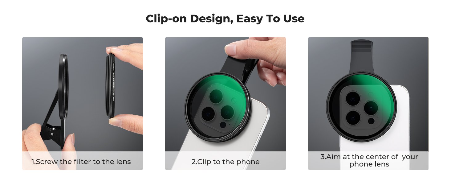 K&F Concept 67mm Clip-on ND2-32 Phone Camera Lens Filter Kit, Multi-Coated Variable Neutral Density Light Reduction Filter Compatible with iPhone 16 15 14 13 12 11 and Other Smart Phone 13 K&F Concept 67mm Clip-on ND2-32 Phone Camera Lens Filter Kit, Multi-Coated Variable Neutral Density Light Reduction Filter Compatible with iPhone 16 15 14 13 12 11 and Other Smart Phone-