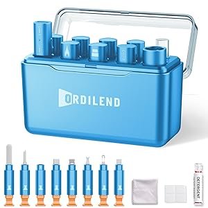 iPhone Cleaning Kit for Charging Port Cleaner, Multi-Tool iPhone Cleaner Repair Lightning Cables, Phone Cleaning Kit for iPhone, iPad, Connectors, Speaker, Airpod Cleaner Kit, Light Blue 9 iPhone Cleaning Kit for Charging Port Cleaner, Multi-Tool iPhone Cleaner Repair Lightning Cables, Phone Cleaning Kit for iPhone, iPad, Connectors, Speaker, Airpod Cleaner Kit, Light Blue-