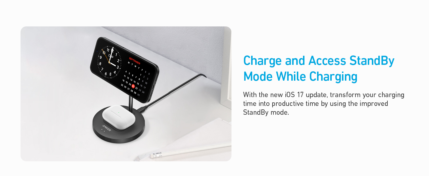 Anker iPhone 16 Wireless Charging Stand, PowerWave 2-in-1 Magnetic Stand Lite with USB-C Cable, For iPhone 16/15/14/13 Series, AirPods (No AC Adapter) 15 Anker iPhone 16 Wireless Charging Stand, PowerWave 2-in-1 Magnetic Stand Lite with USB-C Cable, For iPhone 16/15/14/13 Series, AirPods (No AC Adapter)-