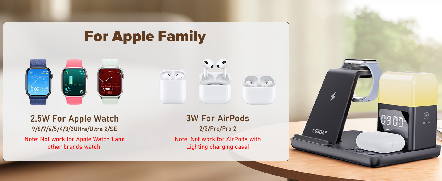 6 in 1 Wireless Charging Station for Apple Charging Station for Multiple Devices with Alarm Clock and Night Light nightstand for iPhone 16 15 14 13 for Apple Watch 14 6 in 1 Wireless Charging Station for Apple Charging Station for Multiple Devices with Alarm Clock and Night Light nightstand for iPhone 16 15 14 13 for Apple Watch-