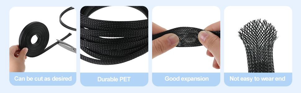 Tatuo 65.6 ft Expandable Braided Cable Sleeve Multi Size Braided Wire Sleeve with 120 Pcs Heat Shrink Tubing for Television Audio Computer Cables Video Pets,1/4 in,2/5 in,1/2 in,3/4 in(Black) 10 Tatuo 65.6 ft Expandable Braided Cable Sleeve Multi Size Braided Wire Sleeve with 120 Pcs Heat Shrink Tubing for Television Audio Computer Cables Video Pets,1/4 in,2/5 in,1/2 in,3/4 in(Black)-