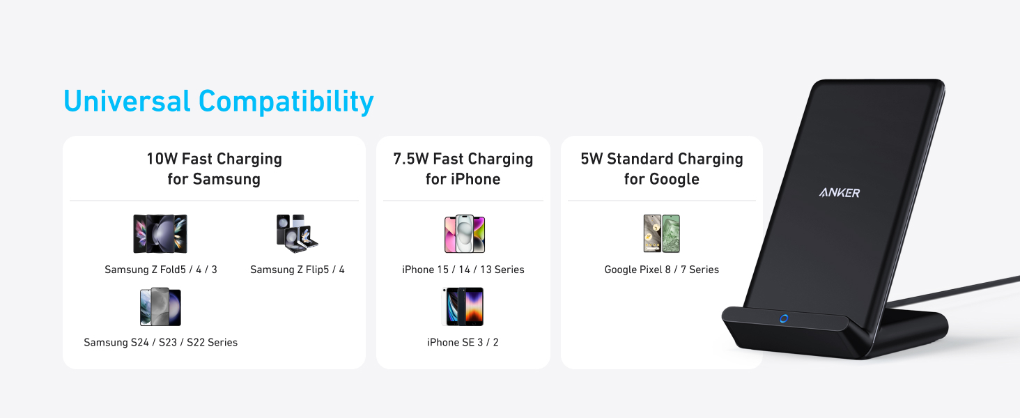 Anker 313 Wireless Charging Stand, Qi-Certified for iPhone 16/16 Pro/16 Pro Max/15/14/13, 10W Fast Charging for Galaxy S23/S22/S21 (No AC Adapter) 10 Anker 313 Wireless Charging Stand, Qi-Certified for iPhone 16/16 Pro/16 Pro Max/15/14/13, 10W Fast Charging for Galaxy S23/S22/S21 (No AC Adapter)-