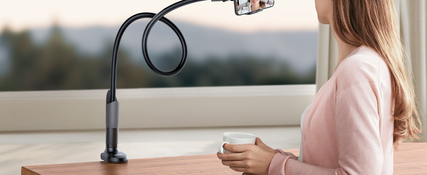 Lamicall Gooseneck Phone Holder for Bed - Cell Phone Mount Clamp Clip, Flexible Long Arm, Overhead Mount for Desk Headboard Bedside, for iPhone 16 Pro Max, 15 Pro Max, 14 Plus, 13 Mini & 4-7" Phone 11 Lamicall Gooseneck Phone Holder for Bed - Cell Phone Mount Clamp Clip, Flexible Long Arm, Overhead Mount for Desk Headboard Bedside, for iPhone 16 Pro Max, 15 Pro Max, 14 Plus, 13 Mini & 4-7" Phone-