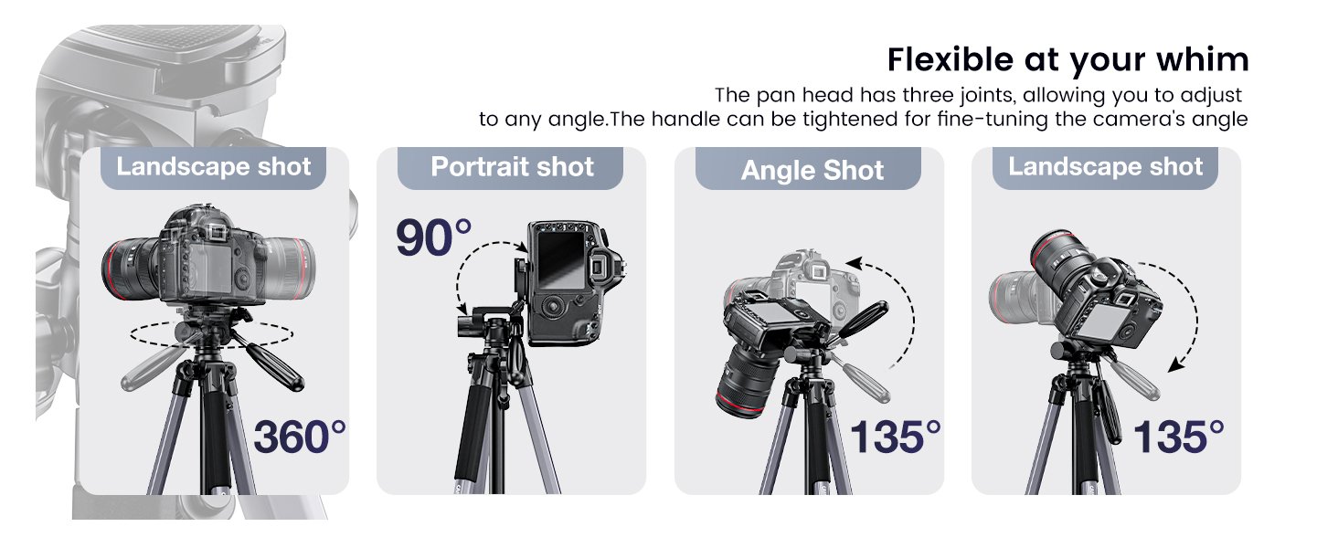 74"-Camera-Tripod, Professional Aluminum Tripod Stand Mirrorless Camera/DSLR/Cell Phone/Camcorder/GoPro, with Phone Holder and Travel Bag (Gunmetal Gray) Weight 2.8 lbs Load 8.8 lbs 16 74"-Camera-Tripod, Professional Aluminum Tripod Stand Mirrorless Camera/DSLR/Cell Phone/Camcorder/GoPro, with Phone Holder and Travel Bag (Gunmetal Gray) Weight 2.8 lbs Load 8.8 lbs-