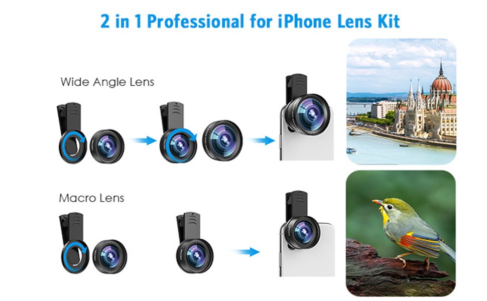 Criacr Phone Camera Lens, 0.45X Super Wide Angle Lens, 15X Macro Lens, Clip-On 2 in 1 Professional for iPhone Lens Kit for TIK Tok, Vlog, Yotube, Compatible with iPhone, Samsung, Google Pixel 12 Criacr Phone Camera Lens, 0.45X Super Wide Angle Lens, 15X Macro Lens, Clip-On 2 in 1 Professional for iPhone Lens Kit for TIK Tok, Vlog, Yotube, Compatible with iPhone, Samsung, Google Pixel-