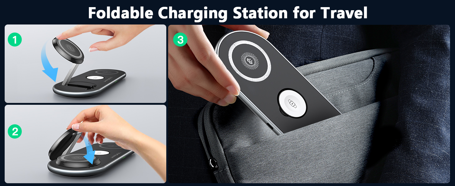 3 in 1 Charging Station for Apple Compatible with Magsafe Charger Stand with Apple Charging Station for iPhone 16 15 14 13 12, for Apple Watch, for AirPods 2/3/4/Pro/Pro 2 (Foldable) (Black) 10 3 in 1 Charging Station for Apple Compatible with Magsafe Charger Stand with Apple Charging Station for iPhone 16 15 14 13 12, for Apple Watch, for AirPods 2/3/4/Pro/Pro 2 (Foldable) (Black)-