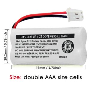 iMah BT162342/BT262342 2.4V 300mAh Ni-MH Cordless Phone Battery Pack, Also Compatible with BT183342/BT283342 AT&T EL52351 TL90070 VTech CS5119 DS6511 DS6722 LS6305 Handset, 2-Pack 7 iMah BT162342/BT262342 2.4V 300mAh Ni-MH Cordless Phone Battery Pack, Also Compatible with BT183342/BT283342 AT&T EL52351 TL90070 VTech CS5119 DS6511 DS6722 LS6305 Handset, 2-Pack-