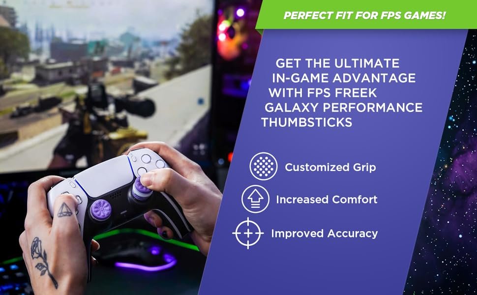KontrolFreek FPS Freek Galaxy Purple for PlayStation 4 (PS4) and PlayStation 5 (PS5) | Performance Thumbsticks | 1 High-Rise, 1 Mid-Rise | Purple 9 KontrolFreek FPS Freek Galaxy Purple for PlayStation 4 (PS4) and PlayStation 5 (PS5) | Performance Thumbsticks | 1 High-Rise, 1 Mid-Rise | Purple-