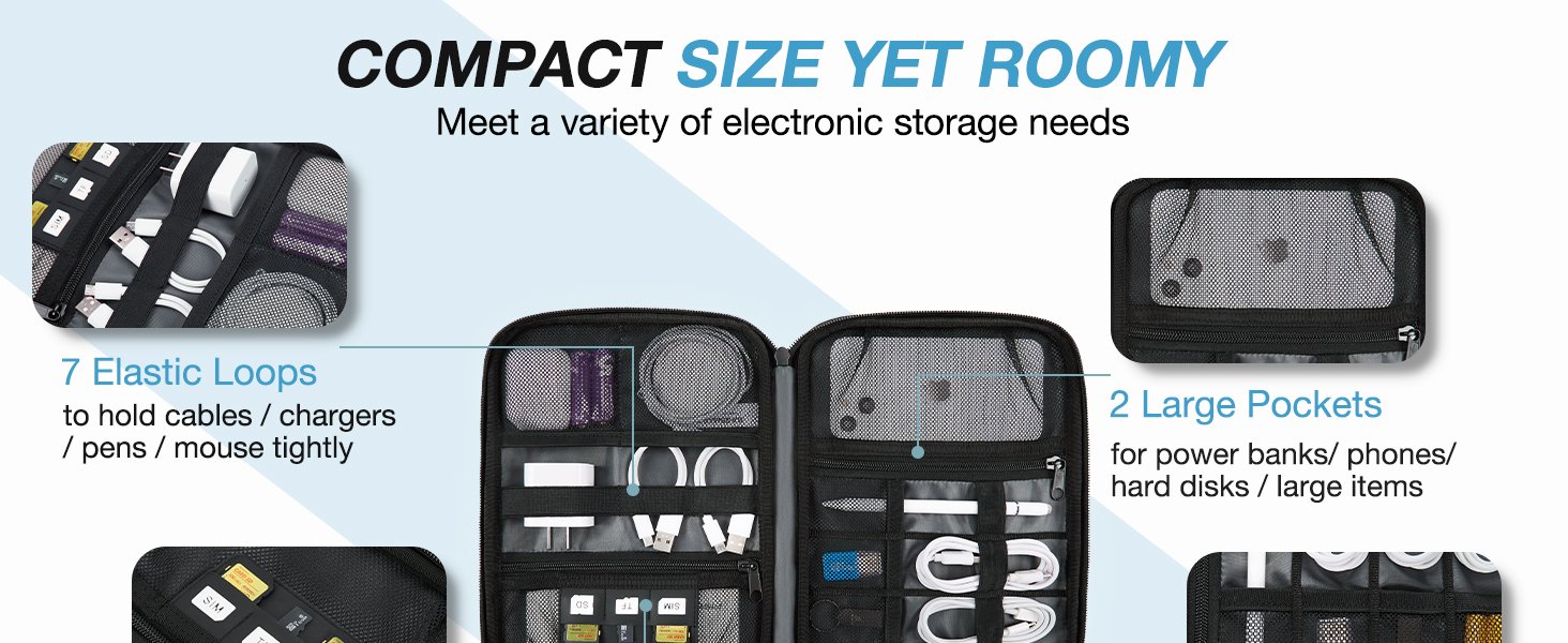 BAGSMART Electronics Travel Organizer Case, Tech Accessories Cord Storage Bag for Phone, Power Bank, SD Card, Cables, Black 10 BAGSMART Electronics Travel Organizer Case, Tech Accessories Cord Storage Bag for Phone, Power Bank, SD Card, Cables, Black-