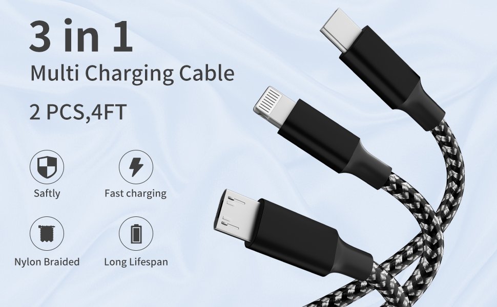 Multi Charging Cable,(2Pack 4FT) 3 in 1 Charging Cable for Multiple Devices, Nylon Braided Universal Charger Phone Charger Cord with Type-C,Micro USB,IP Port for iPhone16/15 Series/Phone&Pad 8 Multi Charging Cable,(2Pack 4FT) 3 in 1 Charging Cable for Multiple Devices, Nylon Braided Universal Charger Phone Charger Cord with Type-C,Micro USB,IP Port for iPhone16/15 Series/Phone&Pad-