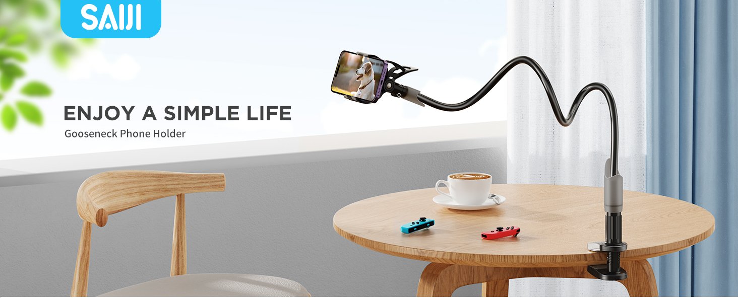SAIJI Gooseneck Bed Phone Holder, Flexible Long Arm Phone Mount for Desk, Clip Bracket Clamp Stand, iPhone Stand, Mobile Cell Phone Stand Document Camera Nintendo Switch (Black) 7 SAIJI Gooseneck Bed Phone Holder, Flexible Long Arm Phone Mount for Desk, Clip Bracket Clamp Stand, iPhone Stand, Mobile Cell Phone Stand Document Camera Nintendo Switch (Black)-