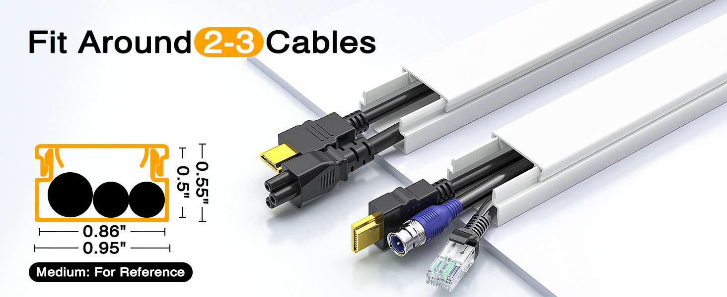 Delamu Cord Hider, 157in Wire Covers for Cords on Wall, Premium Cable Hider Cord Covers for Wires, Cable Management Wire Hiders for TV, Cable Raceway Kit, 10X L15.7X W0.95x H0.55in, White 15 Delamu Cord Hider, 157in Wire Covers for Cords on Wall, Premium Cable Hider Cord Covers for Wires, Cable Management Wire Hiders for TV, Cable Raceway Kit, 10X L15.7X W0.95x H0.55in, White-