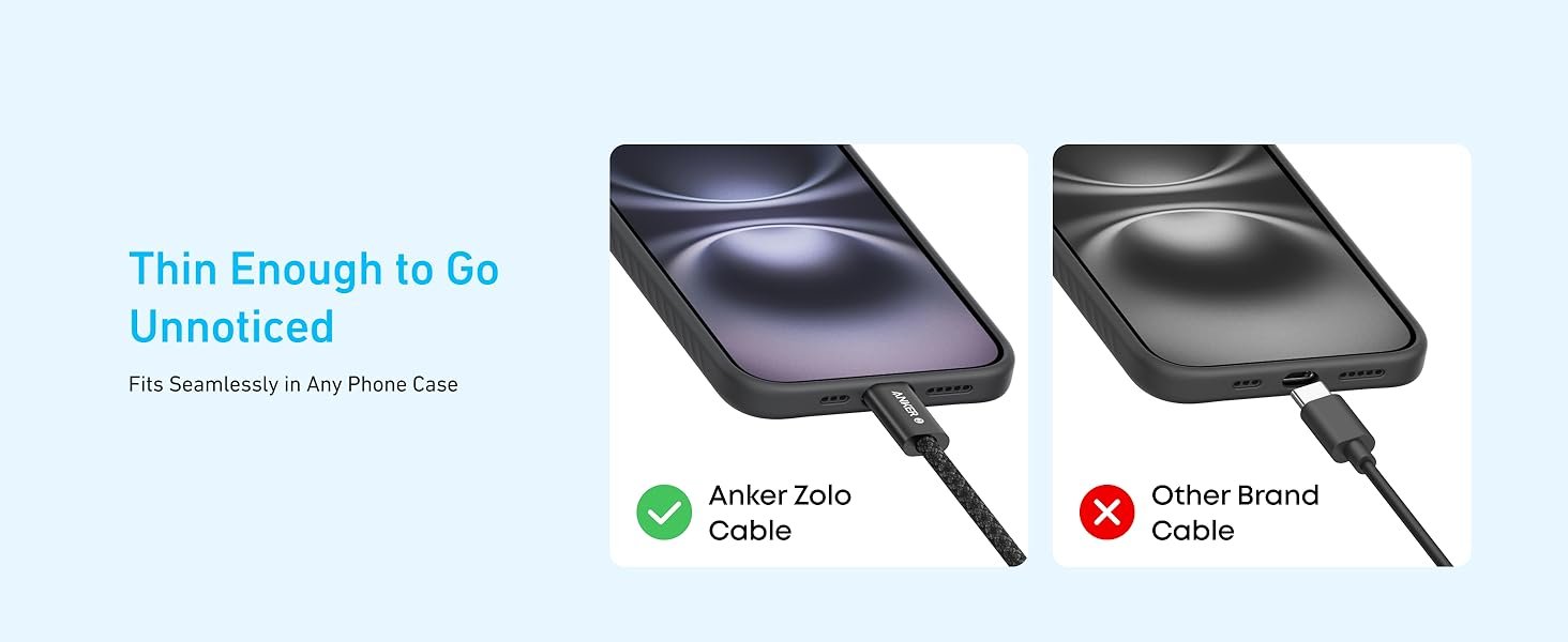 Anker Zolo USB C to USB C Cable, Braided and Dirt-Free Type C Fast Charging Cable, Slim Connector, for iPhone 16 Series, MacBook (240W) (White, 6ft) 12 Anker Zolo USB C to USB C Cable, Braided and Dirt-Free Type C Fast Charging Cable, Slim Connector, for iPhone 16 Series, MacBook (240W) (White, 6ft)-
