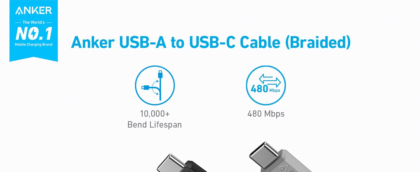 Anker USB A to USB C Cable, Charger Cord (2 Pack, 6FT), for Samsung Galaxy Note 10/S10+ S10, LG V30 (Black) 5 Anker USB A to USB C Cable, Charger Cord (2 Pack, 6FT), for Samsung Galaxy Note 10/S10+ S10, LG V30 (Black)-