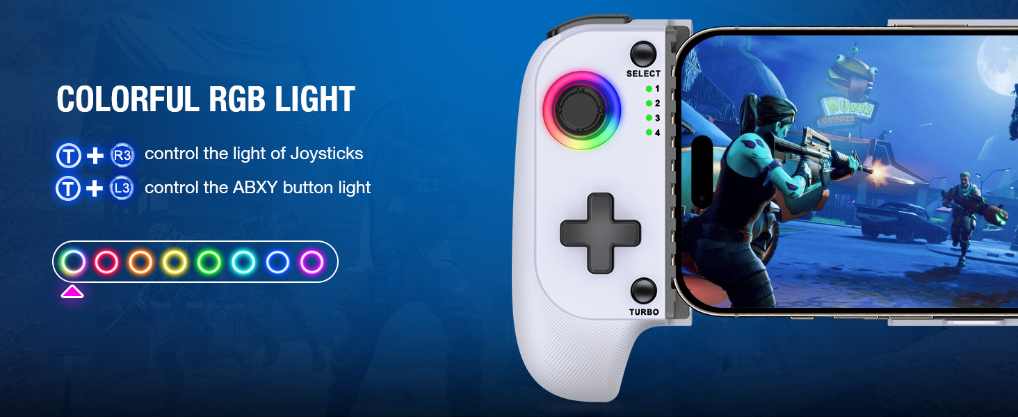 Mocagen Phone Controller for iPhone/Android Support Phone Case, Mobile Controller with Led Light, Upgraded Joysticks, Turbo, Thumb Grips Handheld Gaming Gamepad 10 Mocagen Phone Controller for iPhone/Android Support Phone Case, Mobile Controller with Led Light, Upgraded Joysticks, Turbo, Thumb Grips Handheld Gaming Gamepad-