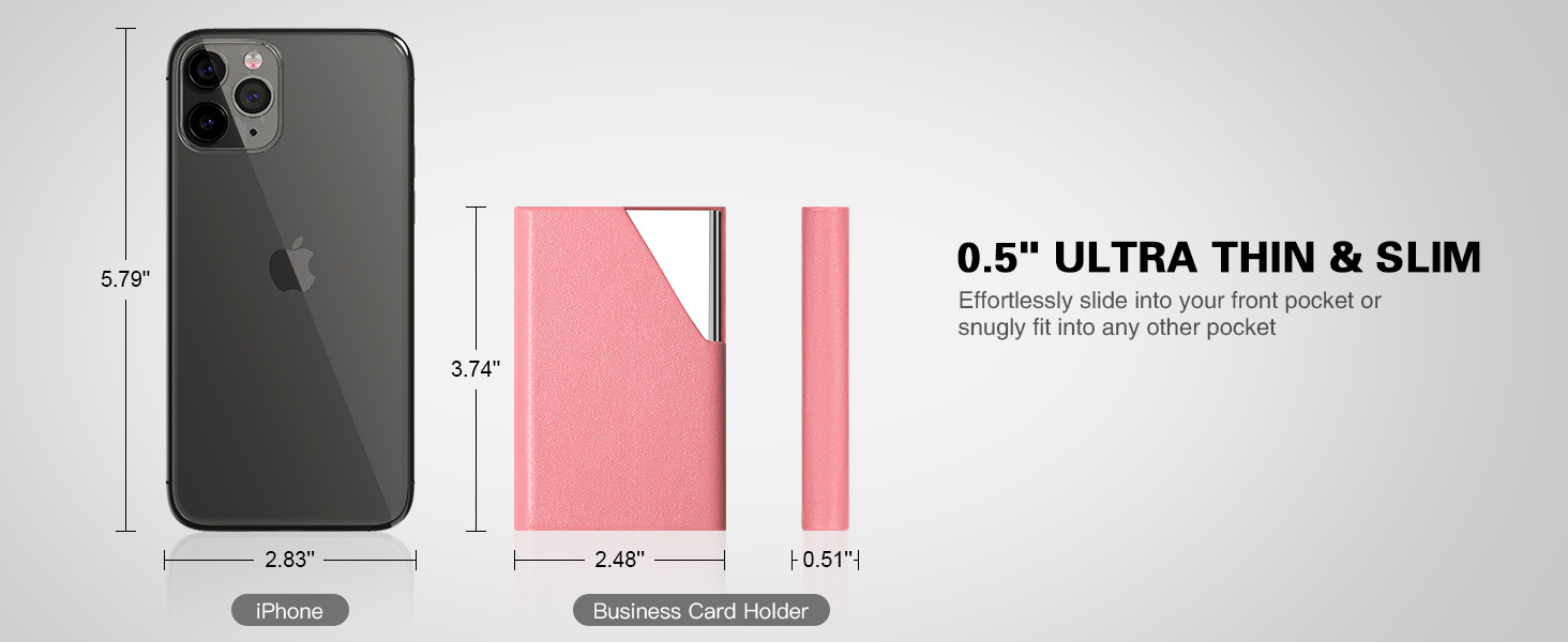 Padike Business Card Holder, PU Leather & Stainless Steel Multi Card Case for Men & Women, Name Card Holder, Credit Card Wallet, ID Case/Holder with Magnetic Closure (Pink) 11 Padike Business Card Holder, PU Leather & Stainless Steel Multi Card Case for Men & Women, Name Card Holder, Credit Card Wallet, ID Case/Holder with Magnetic Closure (Pink)-
