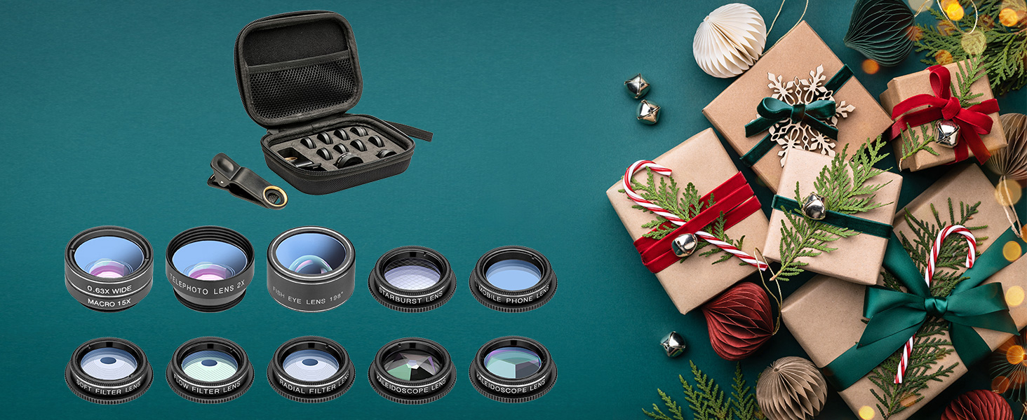 Cell Phone Camera Lens Kit,11 in 1 Super Wide Angle+ Macro+ Fisheye Lens +Telephoto+ CPL+3/6 Kaleidoscope+Starburst/Radial/Soft/Flow Filter Lens Compatible for iPhone X/8/7/6s/6 Plus, Samsung,Android 9 Cell Phone Camera Lens Kit,11 in 1 Super Wide Angle+ Macro+ Fisheye Lens +Telephoto+ CPL+3/6 Kaleidoscope+Starburst/Radial/Soft/Flow Filter Lens Compatible for iPhone X/8/7/6s/6 Plus, Samsung,Android-