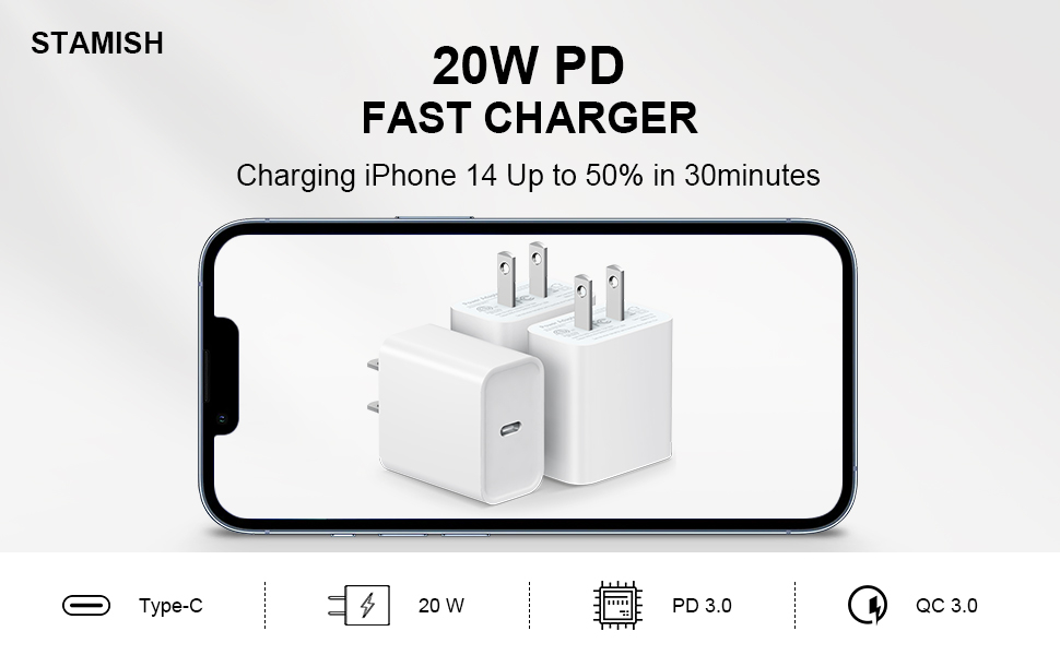 iPhone Fast Charger 3+3Pack 20W USB C Wall Charger with 6FT Fast Charging Cable Compatible with iPhone 14/13/12/11/Pro/Pro Max 8 iPhone Fast Charger 3+3Pack 20W USB C Wall Charger with 6FT Fast Charging Cable Compatible with iPhone 14/13/12/11/Pro/Pro Max-