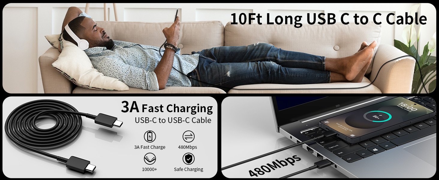 S25 S24 S23 S22 Ultra Samsung Charger Fast Charging,25W Android Phone Charger Cord Type C Block & Super Fast Charger USB C Cable 10Ft for Samsung Galaxy S25/S24/S23/S22/S21/S20/Plus/Ultra/FE,2 Pack 10 S25 S24 S23 S22 Ultra Samsung Charger Fast Charging,25W Android Phone Charger Cord Type C Block & Super Fast Charger USB C Cable 10Ft for Samsung Galaxy S25/S24/S23/S22/S21/S20/Plus/Ultra/FE,2 Pack-