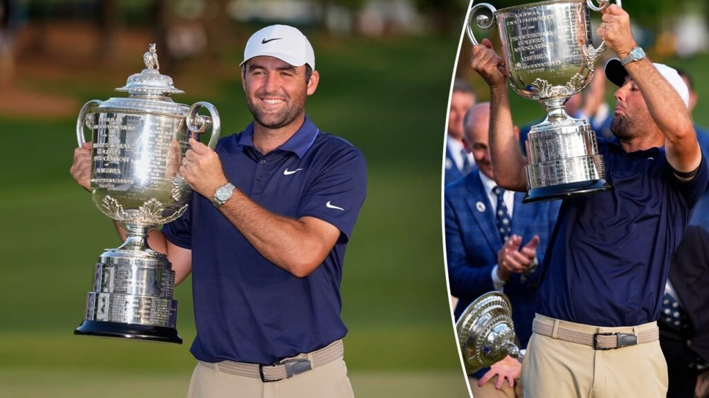 Scottie Scheffler’s PGA Championship celebration goes awry