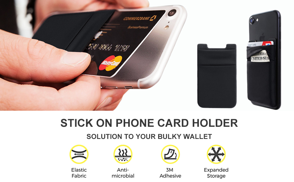 Hoblaze Stretchy Wallet Pocket: Versatile Adhesive Card Holder for Your Smartphone - 3-Pack Black 10 Hoblaze Stretchy Wallet Pocket: Versatile Adhesive Card Holder for Your Smartphone - 3-Pack Black-