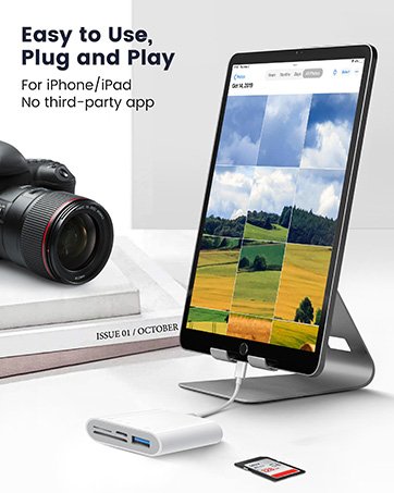 SD Card Reader for iPhone iPad, Dual Connector (Lightening&USB-C) Micro SD Memory Card Reader, 2 in 1 SD and TF Card Adapter Portable Trail Camera Viewer, No Driver Needed, Plug and Play 11 SD Card Reader for iPhone iPad, Dual Connector (Lightening&USB-C) Micro SD Memory Card Reader, 2 in 1 SD and TF Card Adapter Portable Trail Camera Viewer, No Driver Needed, Plug and Play-