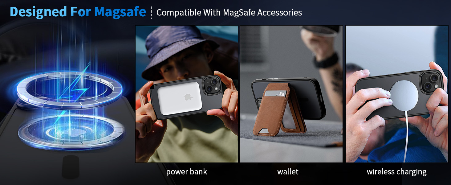 CACOE Magnetic Case for iPhone 13/14 6.1 inch with 360 Rotatable Ring Stand, Compatible with MagSafe Car Phone Mount, Cases Cover Phone Holder for Desk Meeting/Videos Matte Black 11 CACOE Magnetic Case for iPhone 13/14 6.1 inch with 360 Rotatable Ring Stand, Compatible with MagSafe Car Phone Mount, Cases Cover Phone Holder for Desk Meeting/Videos Matte Black-