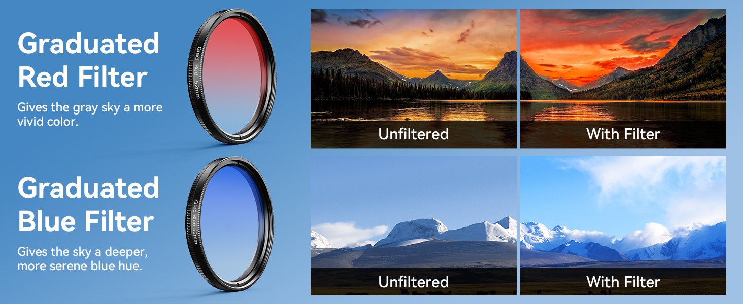 Apexel 52mm Filter Lens Kit (Graduated Filter Lens-Red Orange Yellow Blue, CPL, ND32, Star Lens-6 Point) for Smartphone Camera Canon Nikon Sony Olympus 14 Apexel 52mm Filter Lens Kit (Graduated Filter Lens-Red Orange Yellow Blue, CPL, ND32, Star Lens-6 Point) for Smartphone Camera Canon Nikon Sony Olympus-