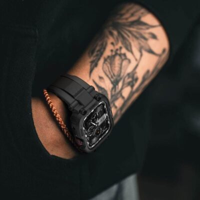 amBand Bands Compatible with Apple Watch 9/8/7/SE (2nd)/SE/6/5/4 45mm/44mm Case for Men, M1 Sport Series Rugged Case Protective Cover for iWatch SE2/6/SE/5/4/3 42/44/45mm Men Black - 이미지 6