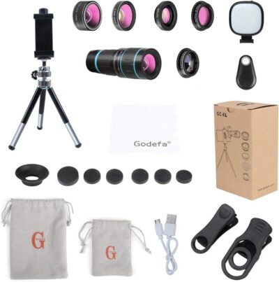 Phone Camera Lens, 6 lenses+ LED Light+ Remote Shutter+ Tripod, 18X Telephoto Zoom/Wide angle/Macro/Fisheye/CPL/Kaleidoscope camera lens kit for iPhone Xs X XR 8 7 6 Plus Samsung and Android - 이미지 9
