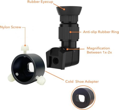 Right Angle Viewer for Polar Scope with Metal Adapter: Crystal-Clear and Easy Polar Alignment | Built in Diopter(1x-2x Zoom) - 90 Degree Viewfinder for Finder Scope Camera & Telescopes/No More Crouch - 이미지 6