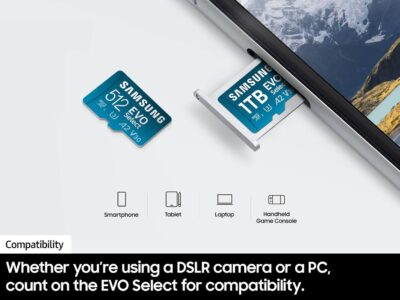 SAMSUNG EVO Select microSDMemory Card + Adapter, 256GB microSDXC, Up-to 160 MB/s, 4K UHD, UHS-I, C10, U3, V30, A2, for Mobile Phone, Smartphones, Nintendo-Switch, and Tablets (MB-ME256SA/AM) - 이미지 3