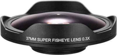 Elevate Your Shots: 37MM 0.3X HD Ultra Wide Angle Fisheye Lens with Hood for Camcorders