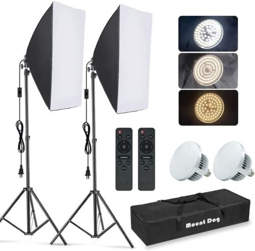 Illuminate Your Creations: MOUNTDOG 2-Piece Softbox Lighting Kit for Stunning Portraits and Products