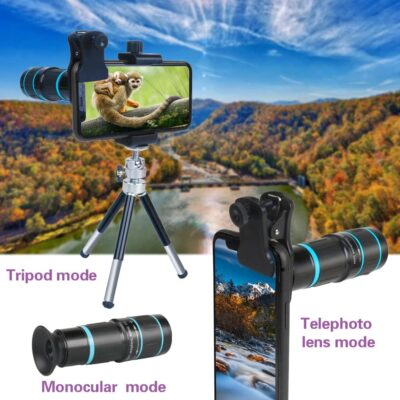 Phone Camera Lens, 6 lenses+ LED Light+ Remote Shutter+ Tripod, 18X Telephoto Zoom/Wide angle/Macro/Fisheye/CPL/Kaleidoscope camera lens kit for iPhone Xs X XR 8 7 6 Plus Samsung and Android - 이미지 3