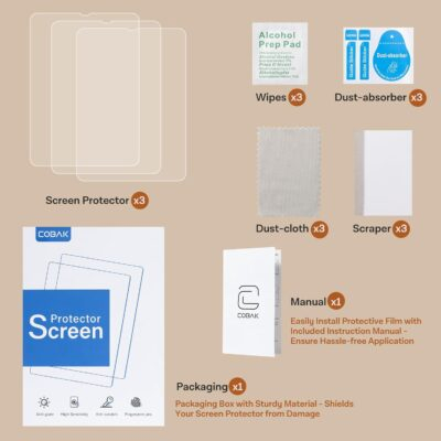 CoBak 3 Pack Anti-Glare Matte Screen Protector for 7" Kindle Paperwhite 12th Gen 2024 & Colorsoft Signature Edition,for Kobo Aura 2 - High Clarity, Fingerprint Resistant - Fine-Grit Texture PET Film - 이미지 6