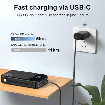 Power Bank 27000mAh Fast Charging Built-in 2 Cables, 22.5W Portable Charger, Portable USB C Power Bank Battery Pack with LCD Display Powerbank for Smartphones Tablets and More - 이미지 5
