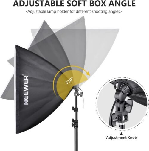 Neewer 700W Equivalent Softbox Lighting Kit, 2Pack UL Certified 5700K LED Lighting Bulbs, 24x24 inches Softboxes with E26 Socket, Photography Continuous Lighting Kit Photo Studio Equipment - 이미지 2