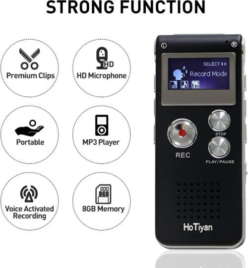 Digital Voice Recorders 8GB Audio Recorder Voice Activated Recorder for Lectures, Meetings, Interviews Recording Device with Microphone USB Cable, MP3 Player (8GB - 이미지 6