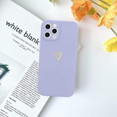 for iPhone 14 Pro Case Cute Heart Pattern Soft Shockproof Slim Protective Silicone Phone Case Cover for Women Girls, Lilac Purple - 이미지 7