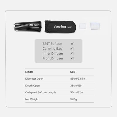 "Illuminate Your Shots: Godox S85T 85cm Quick-Release Umbrella Softbox for Stunning Portraits and Live Streams" - 이미지 2