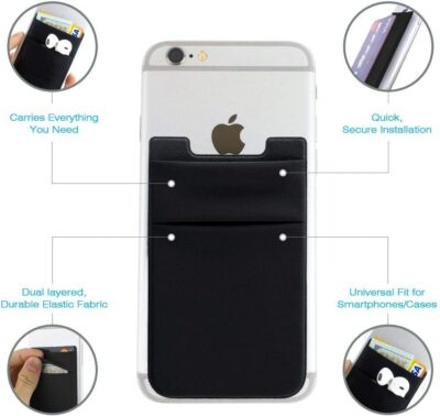 Hoblaze Stretchy Wallet Pocket: Versatile Adhesive Card Holder for Your Smartphone - 3-Pack Black - 이미지 5