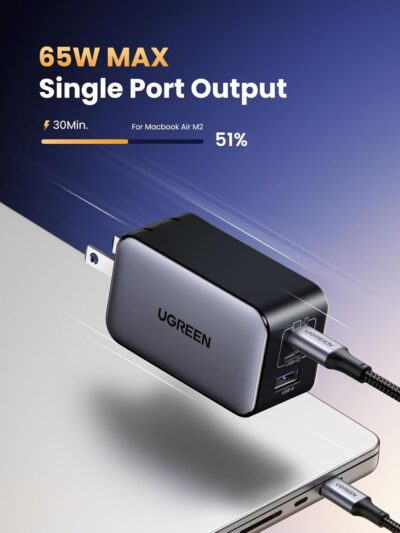 "Power Up Anywhere: UGREEN Nexode 65W GaN Charger - Compact Tri-Port Solution for All Your Devices!" - 이미지 2