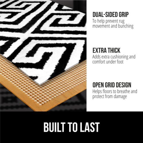 GORILLA GRIP Extra Strong Rug Pad Gripper, Grips Keep Area Rugs Safe and in Place, Thick, Slip and Skid Resistant Pads for Hard Floors Under Carpet Mat Cushion and Hardwood Floor Protection 2x3 FT - 이미지 2