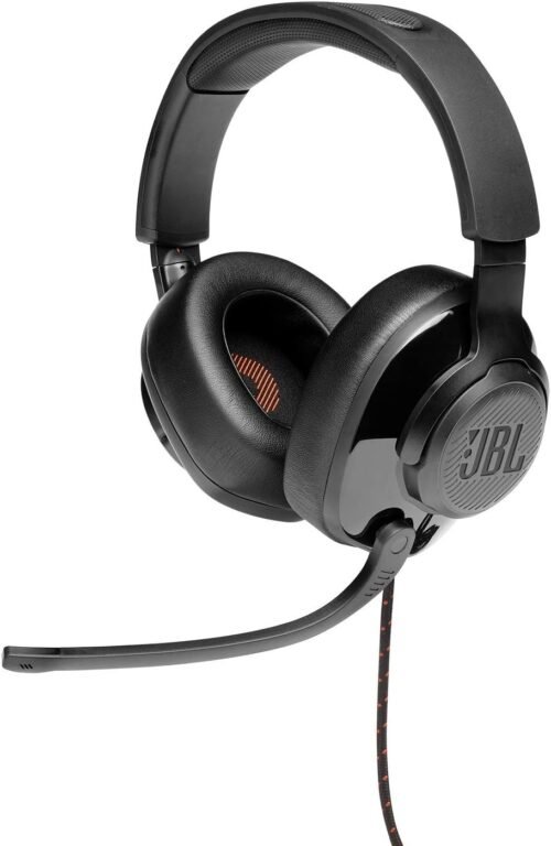 JBL Quantum 200 - Wired over-ear gaming headset with Voice focus directional flip-up mic and memory foam ear cushions (Black) - 이미지 9