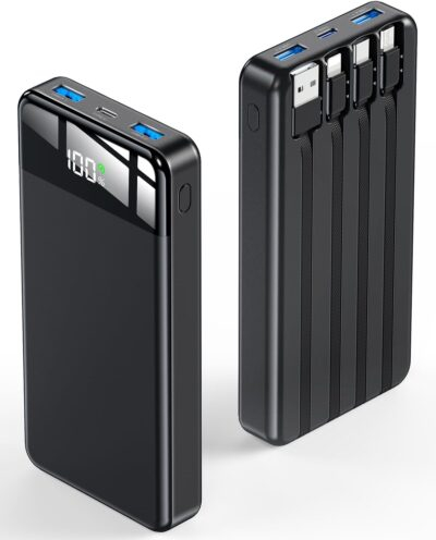 SABANI Portable Charger 35000mAh Power Bank - Portable Battery with 4 Built in Cables, 22.5W Fast Charging Battery Pack Compatible with iPhone 16 15 14 13 Samsung Android Phone etc (1 Pack, Black) - 이미지 7